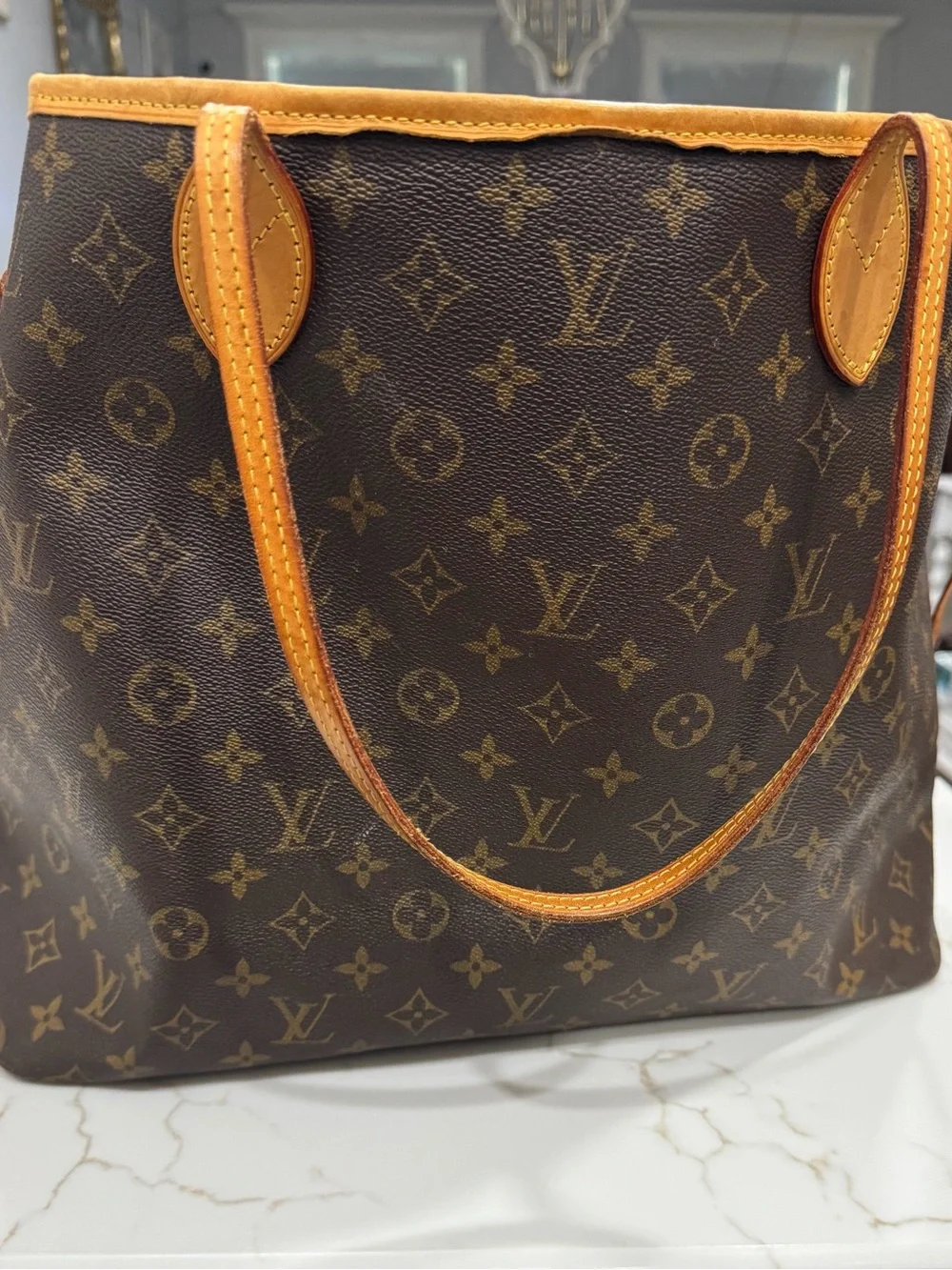 Louis Vuitton Monogram Canvas Tote in Brown and Tan Leather
